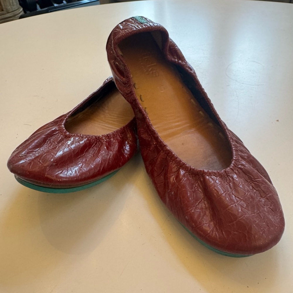 Red Leather Tieks Ballet Flats